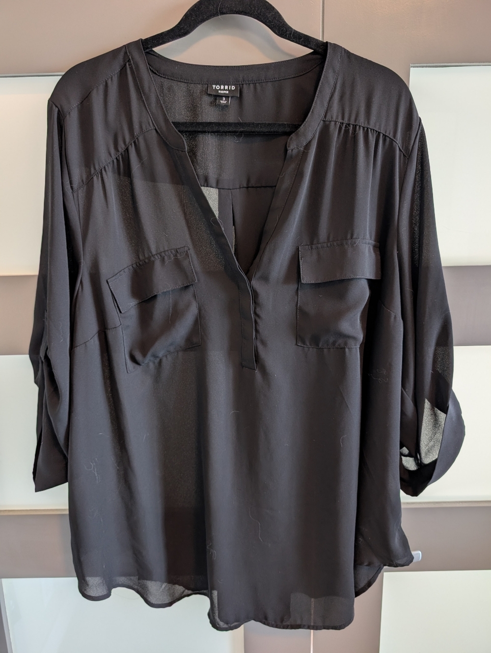 torrid Black Split-Neck Utility Top